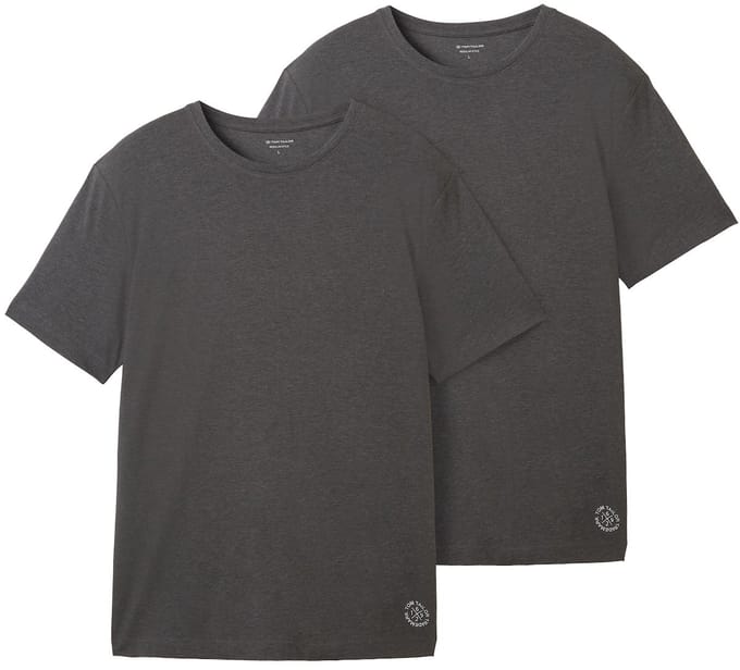 Tom Tailor - Basic T-shirts in een 2-pack - Maat M - Dark Grey Melange