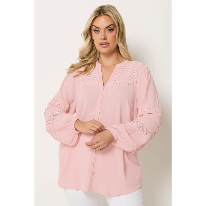 Yours Roze Gehaakte Top Met Inkeping In De Hals Size 50-52