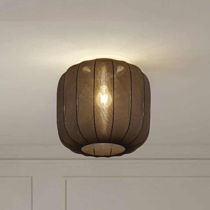 Lindby - plafondlamp - 1licht - Stof - H: 32 cm - E27 - zwart