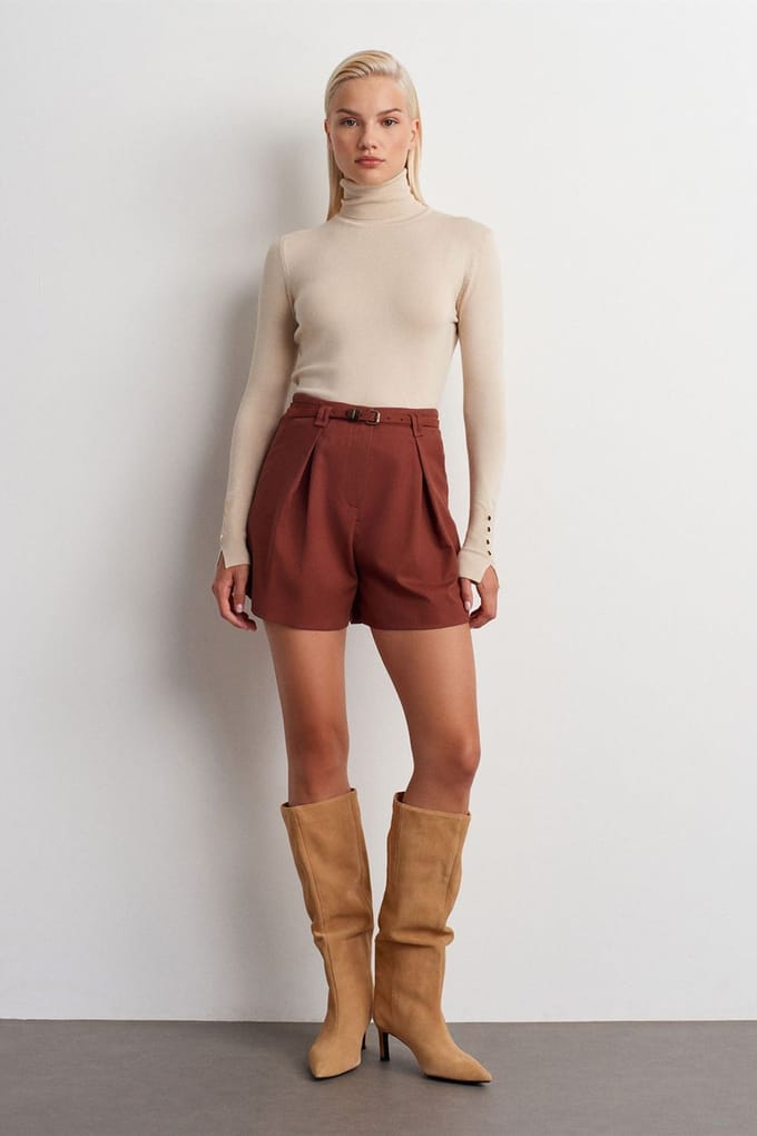 Hoogwaardige Tailleshorts met Ceintuur