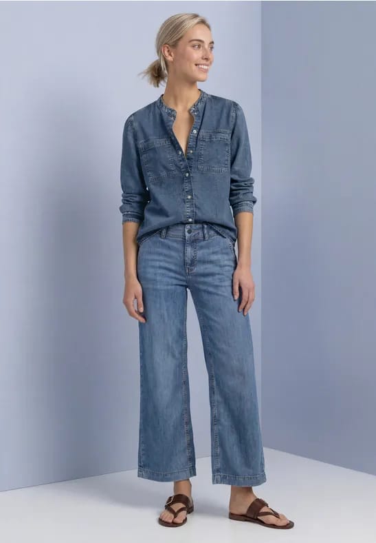 Blouse met lange mouwen en borstzakken