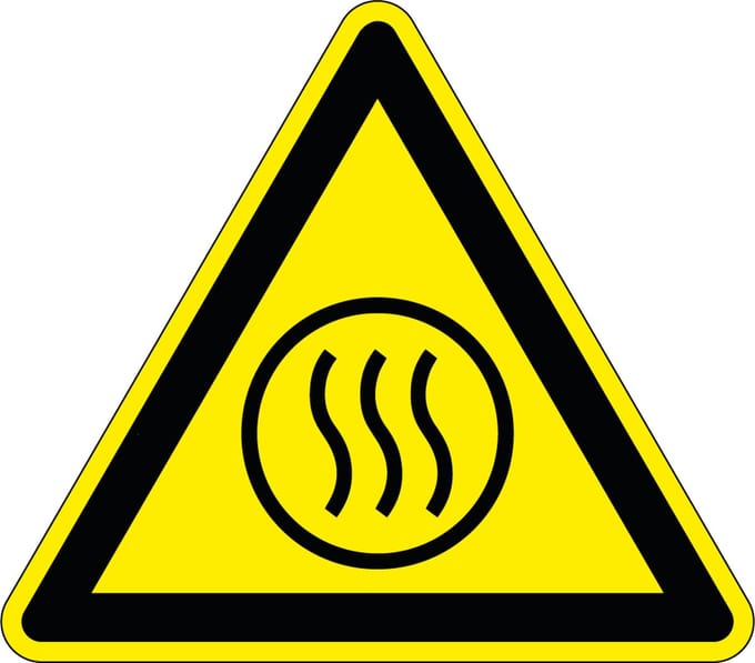 Hete inhoud waarschuwingssticker, W079 100 mm