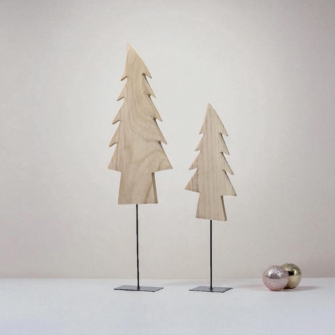 Set van 2 Decoratieve Kerstbomen - Naturel - 80 cm Hoog