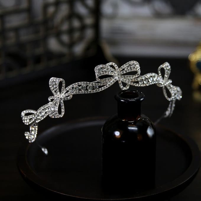 Couronne de mariée coréenne simple, petite, fraîche et exquise avec nœud, accessoire de cheveux black