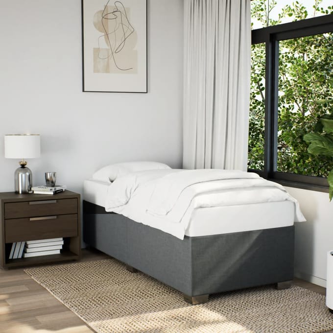 vidaXL - Bedframe - zonder - matras - 90x200 - cm - stof - donkergrijs
