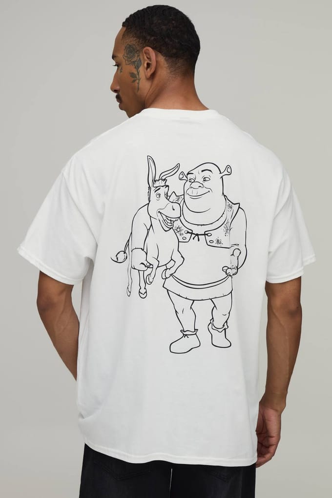 Oversized Shrek Ogre Licentie Print T-shirt | White | Size Small