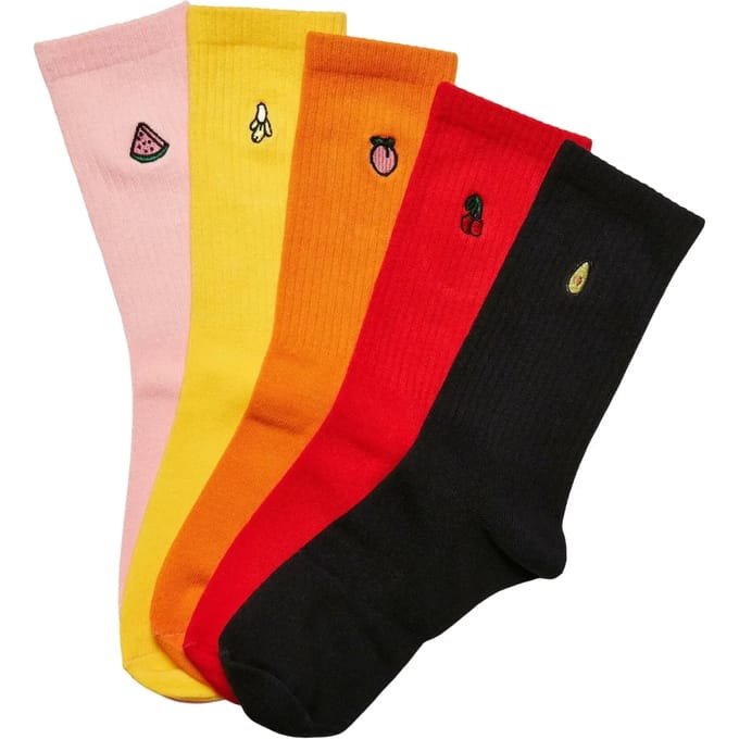 Urban Classics - Fruit Embroidery 5-Pack Sokken - 39/42 - Multicolours