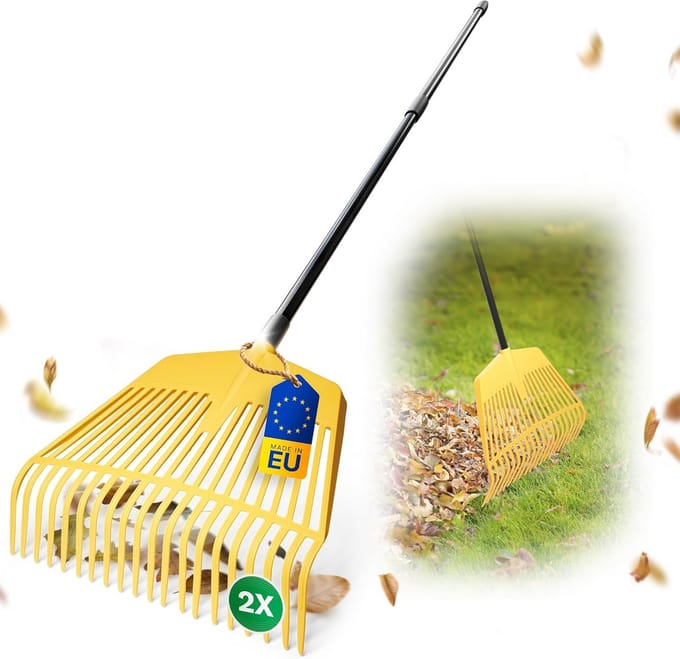 Set van 2 Bladbezem en Bladvork 2-in-1 met Verstelbare Telescoopsteel (91-152 cm)