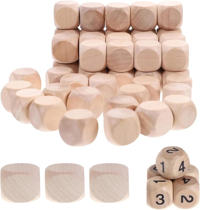 40x Houten Blanco Dobbelstenen 20mm - Knutselen, Spel en DIY Projecten