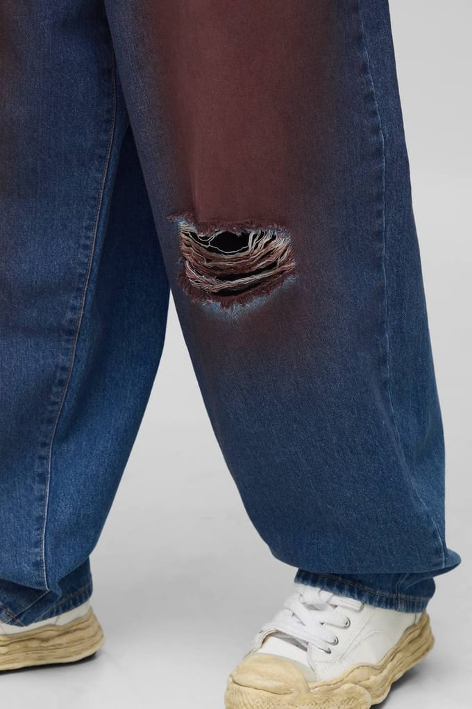 Ballon Fit Gescheurde Knie Rood Getinte Jeans | Red | Size 28R
