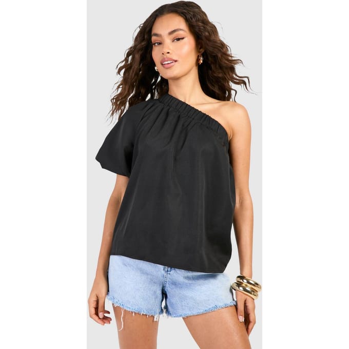 boohoo Dames One Shoulder Blouse | Zwart | Maat: 38