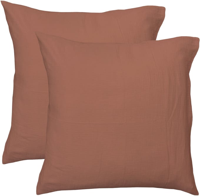 Matt & Rose Set Kussenslopen Terracotta - (2x) 65 x 65 cm - Mousseline Katoen