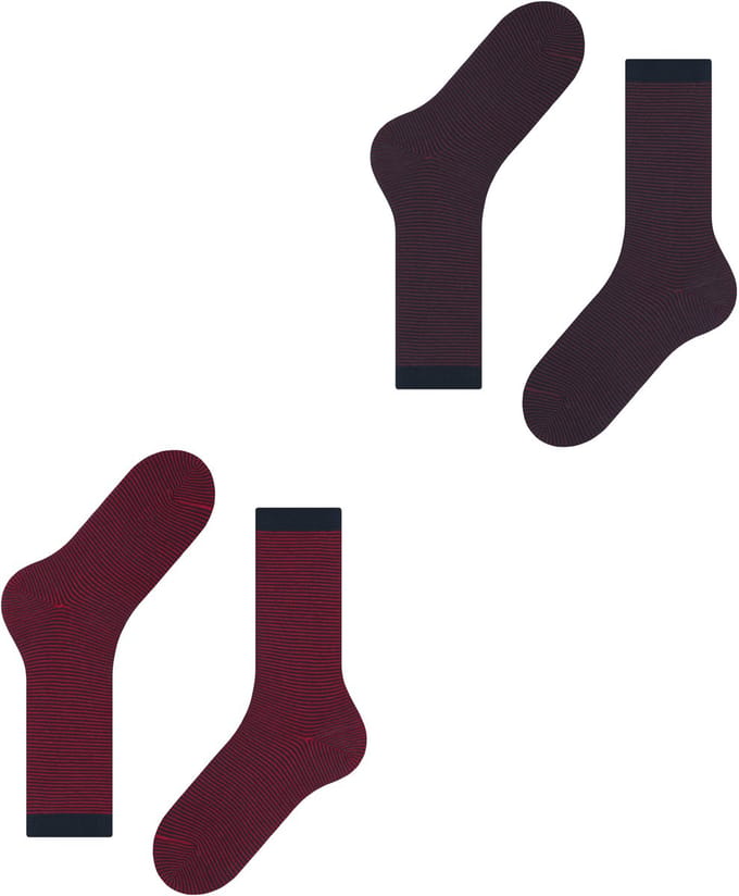 Esprit Allover Stripe 2-Pack gedessineerd katoen multipack sokken heren veelkleurig - maat 39-42