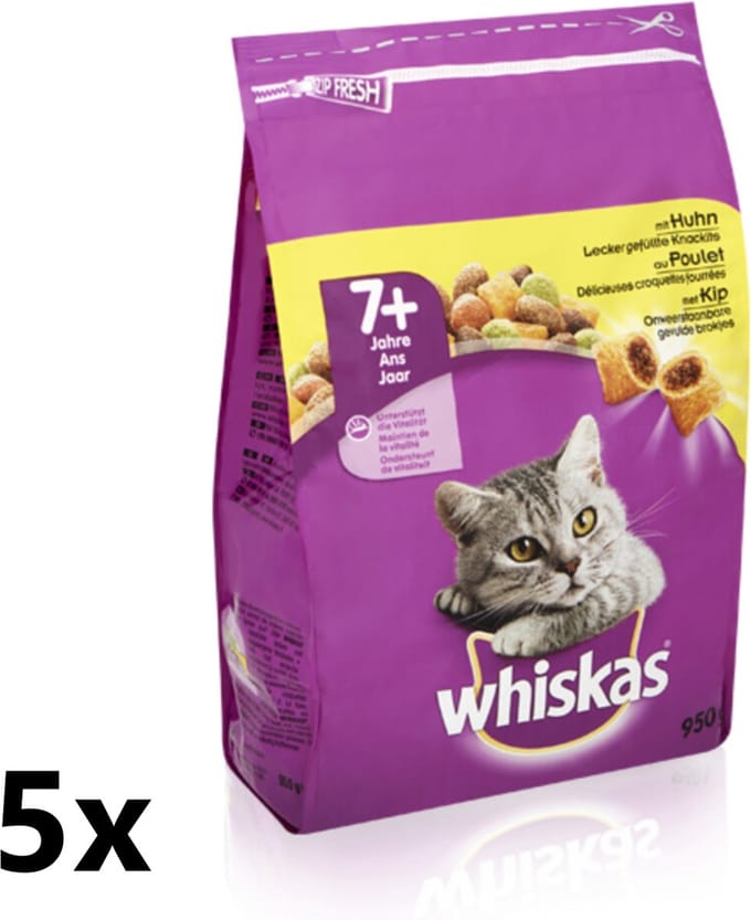 Whiskas - Katten Droogvoer - Senior - Kip - 5x800g