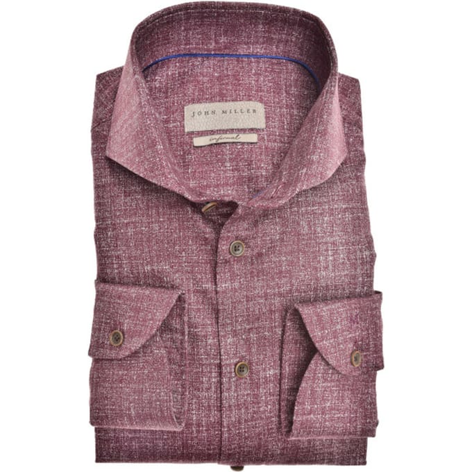 John Miller Tailored Fit Lange Mouw Overhemden Bordeaux 5140175-490