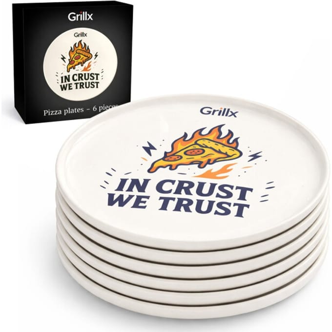 Grillx Keramieken Pizzaborden - Set van 6 - 33 Centimeter diameter - Pizza Accessoires