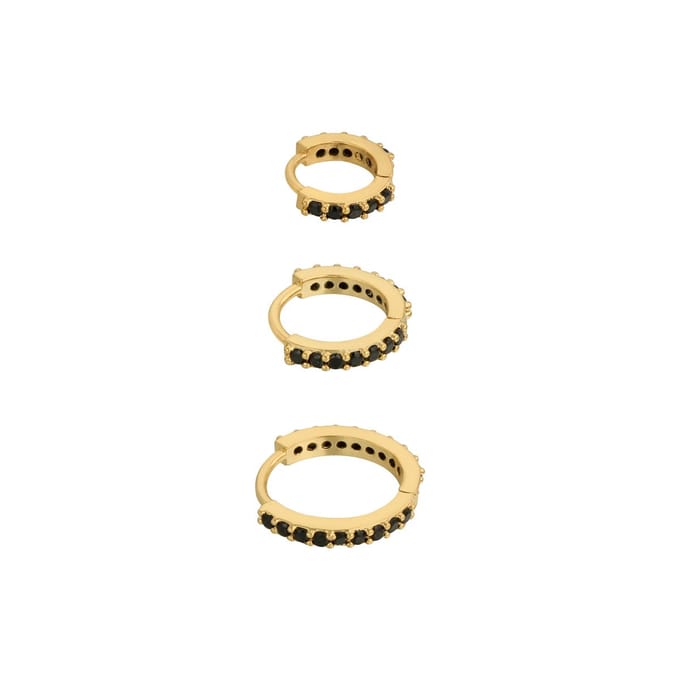 Bijoutheek Oorringen Zirkonia (10,12,15MM) Zwart