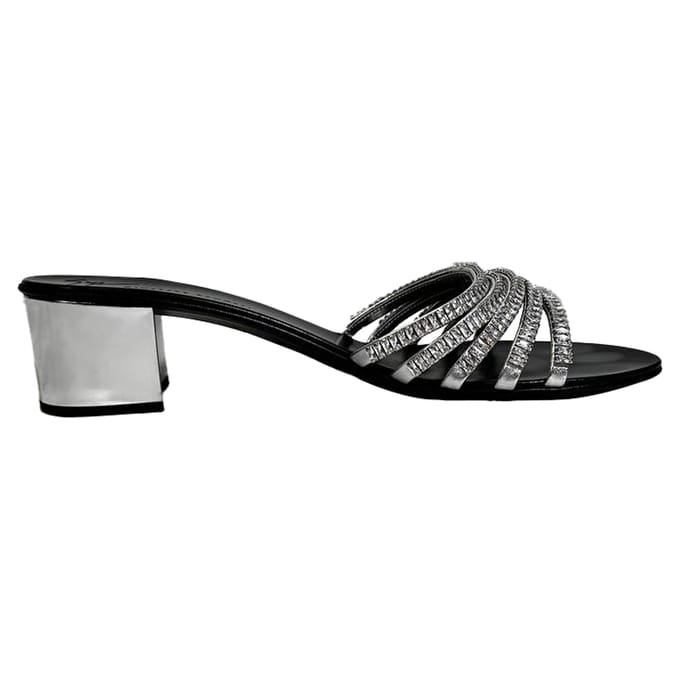 Giuseppe Zanotti Rhinestone-bedeckte Sleehakken in Zilveren Leer