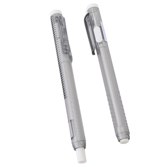 Ensemble de 2 stylos gommes rétractables et recharges white