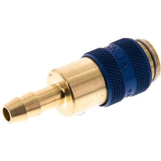 Messing DN 5 Blauw Luchtkoppeling Snelkoppeling 6 mm Slangpilaar Double Shut-Off