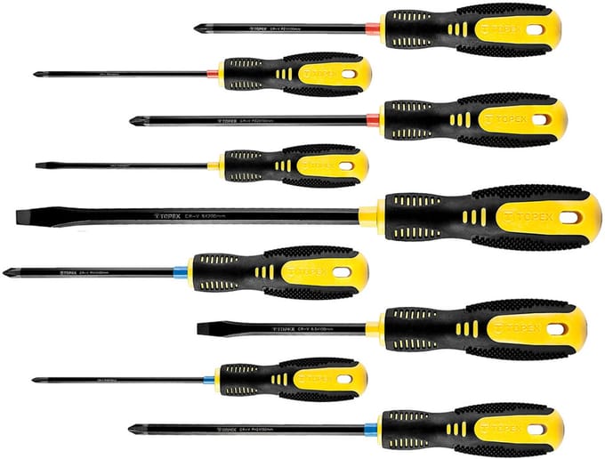 TOPEX Serie - Schroevendraaierset - 9 Stuks - Magnetische Punt - Ergonomische Handgreep