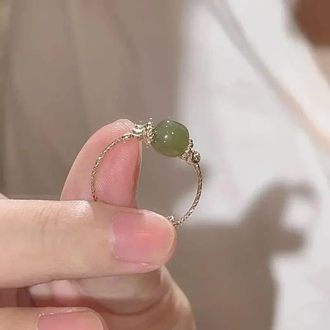 Bagues réglables à la mode pour femmes, bague en Jade, couleur or, bijoux de fête, cadeau 1pc beige