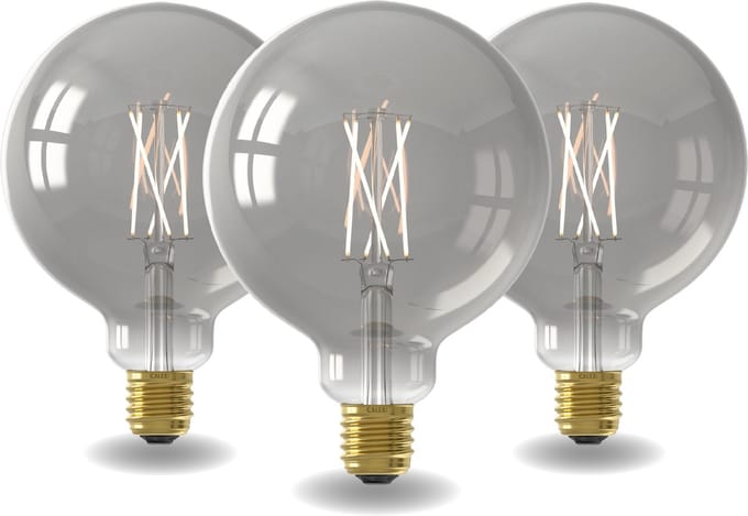 Calex Smart LED Lamp - Set van 3 stuks - Wifi Filament Verlichting - Globe 12.5cm - E27 - Slimme Bulb - Dimbaar - 7W