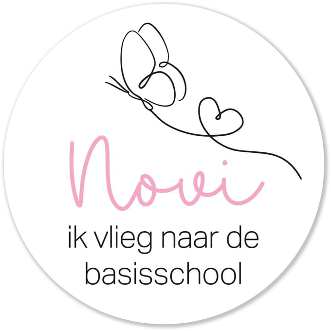 Traktatie stickers met naam – Naar de basisschool – 44 stuks
