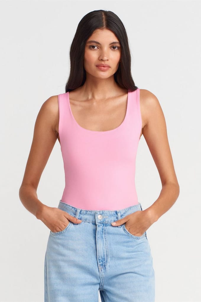 Mouwloze Blouse met Vierkante Halslijn in Slank Model