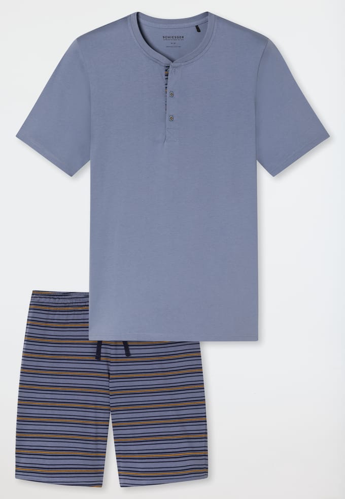 Korte pyjama met knoopsluiting, blauwgrijs - Casual Nightwear 58