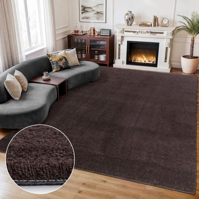 Comfy Premium - Luxe Effen Vloerkleed Wasbaar Uni Bruin- 140x200 CM