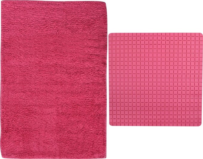 MSV Douche anti-slip/droogloop matten - Napoli badkamer set - rubber/polyester - fuchsia roze