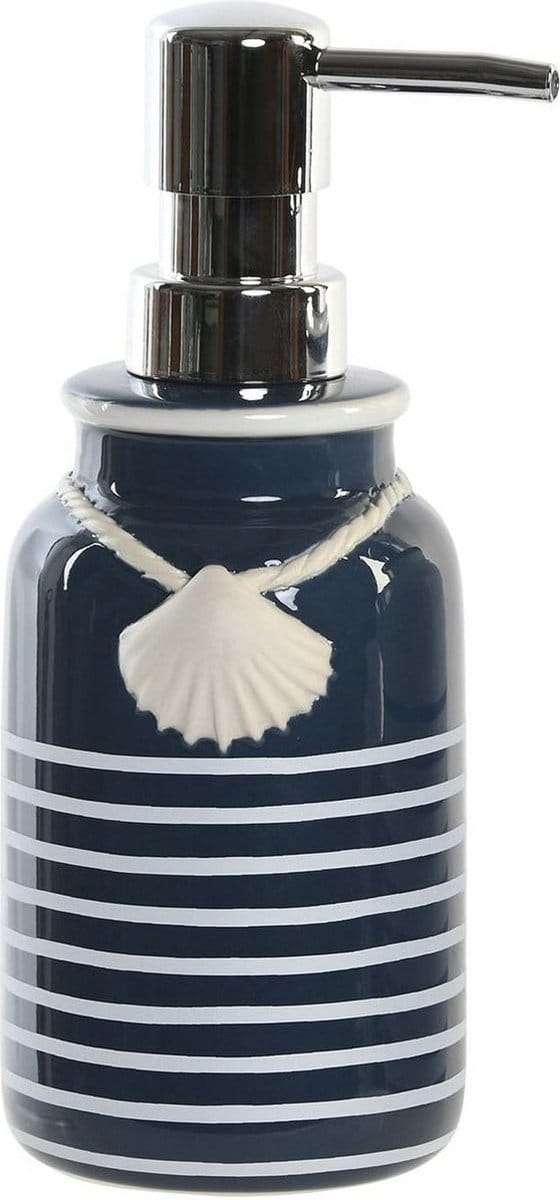 ITEM Zeeppompje - kunststeen - blauw/wit - 7 x 18 cm - RVS - maritieme stijl