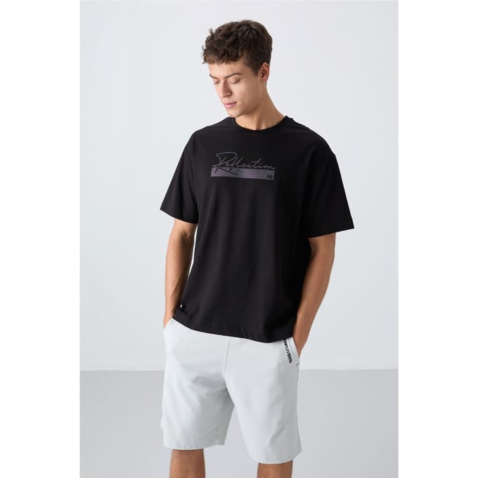 Oversized Gedrukt Katoenmix T-Shirt