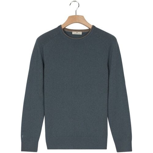 Thomas Maine Trui Crew Neck Single Knit Fine Lambswool Storm Sky / male
