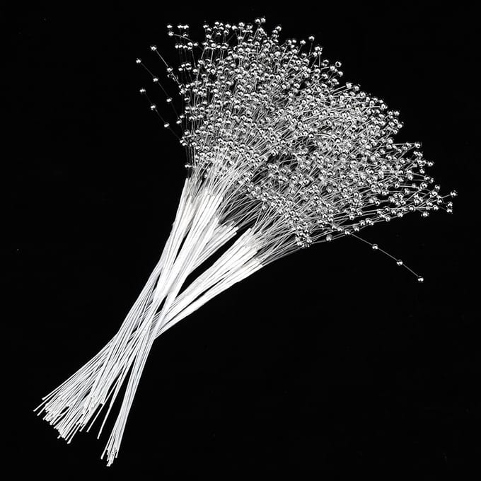 100 Stuks Parelstokjes Draagbare ABS DIY Decoratie Accessoires voor Bruiloftsfeest Zilver white