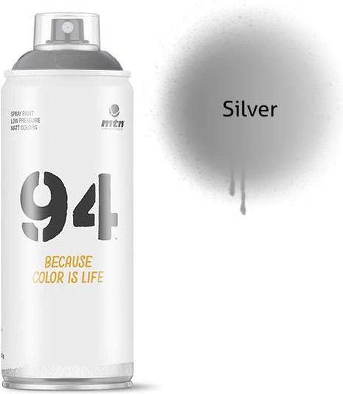 MTN94 Zilveren spuitverf - 400ml lage druk en matte afwerking