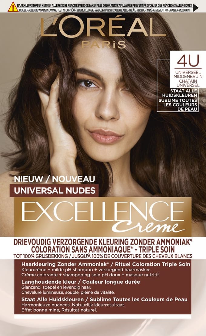L'Oréal Paris Excellence Universal Nudes 4U - Universeel Middenbruin - Permanente haarverf