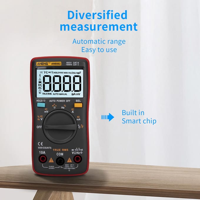 ANENG AN8002 6000 comptes True RMS multimètre numérique multifonctionnel voltmètre ampèremètre portable Mini compteur universel bleu