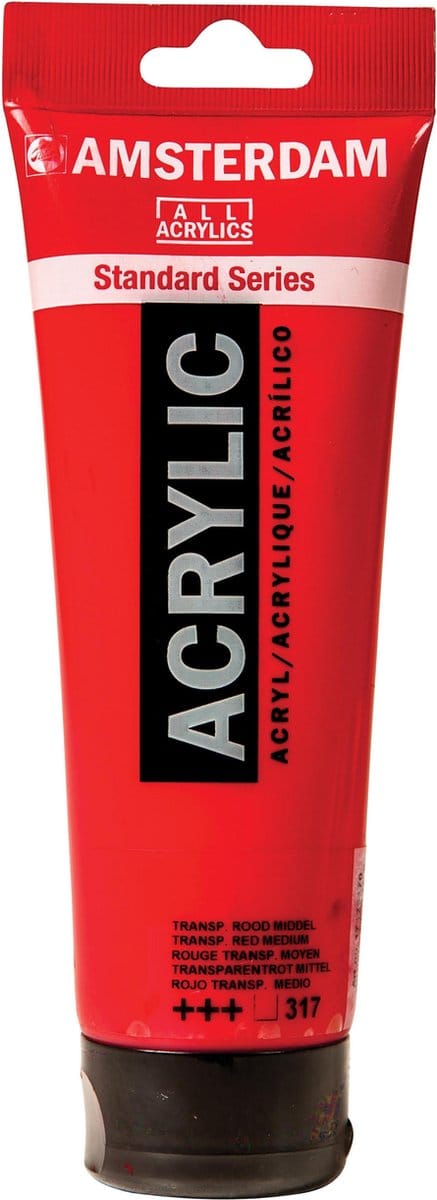 Acrylverf - #317 Transparantrood Middel - Amsterdam - 250 ml