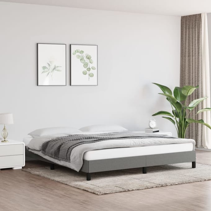 vidaXL - Bedframe - zonder - matras - stof - donkergrijs - 160x200 - cm