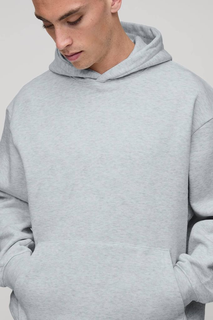 Essential Oversized Over the Head Hoodie | Grey Marl | Size Small