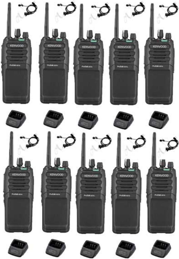 Set van 10 Kenwood TK-3701D met beveiliging oortje en tafelladers