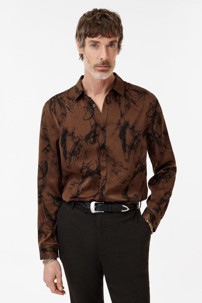 John Varvatos Concealed Button Placket Shirts With Dec Lt Chocolate Taglia: S | Camicie Business Outlet | Uomo | Marrone