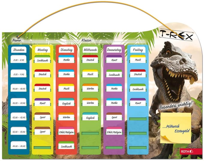 Duidelijke week-maand schoolagenda met dinosaurus motief