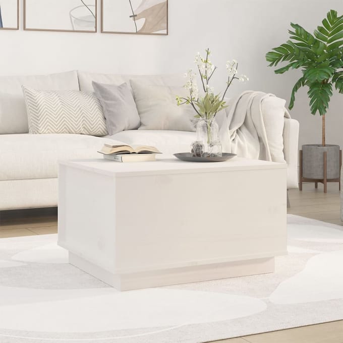 vidaXL - Salontafel - 60x50x35 - cm - massief - grenenhout - wit