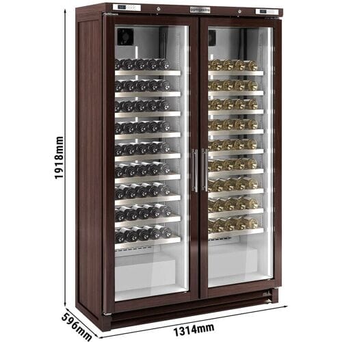 GGM Gastro Weinkühlschrank - Echtholz - 2 Klimazonen - 700 Liter - max. 200 Flaschen Bruin