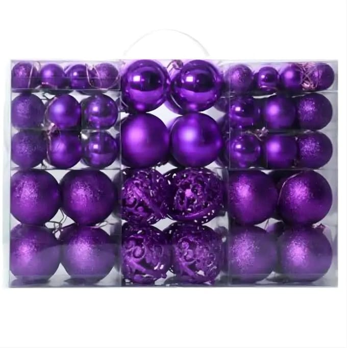 Nivard Kerstballen - Kerstversiering - Plastic - Paars - Kerstballenset - 100 stuks