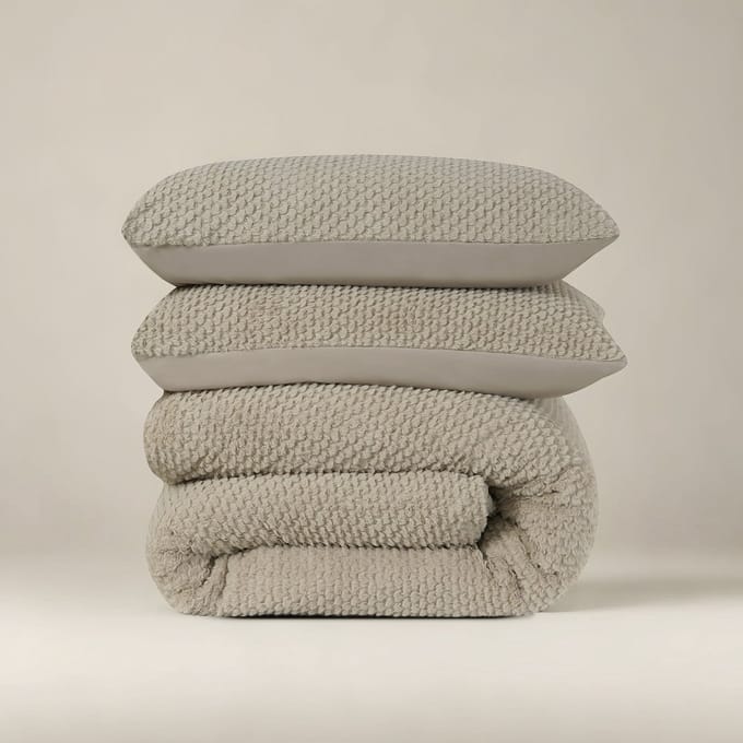 Sleeptime Fur Teddy Dekbedovertrek - 140X200/220 + 1 x kussensloop 60x70 - Taupe
