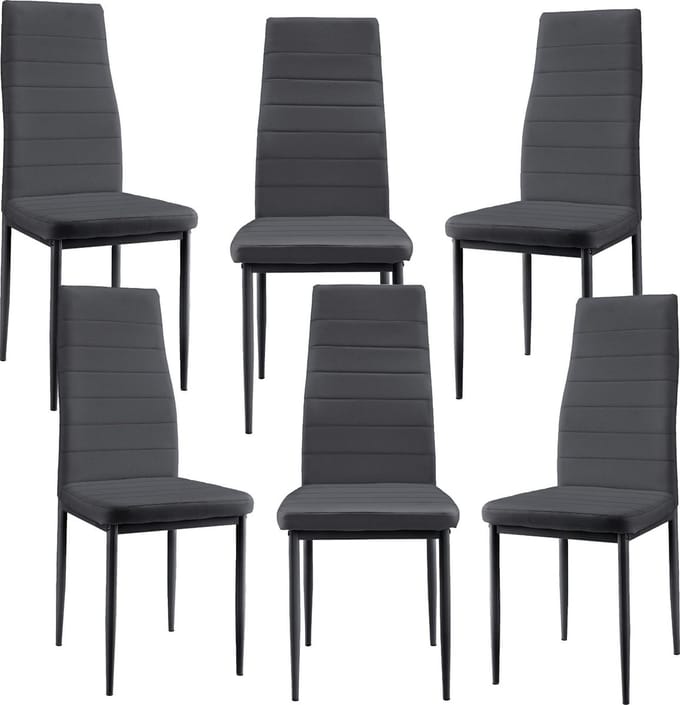 Eetkamerstoel Graz 96x43x52 cm set van 6 kunstleer donkergrijs